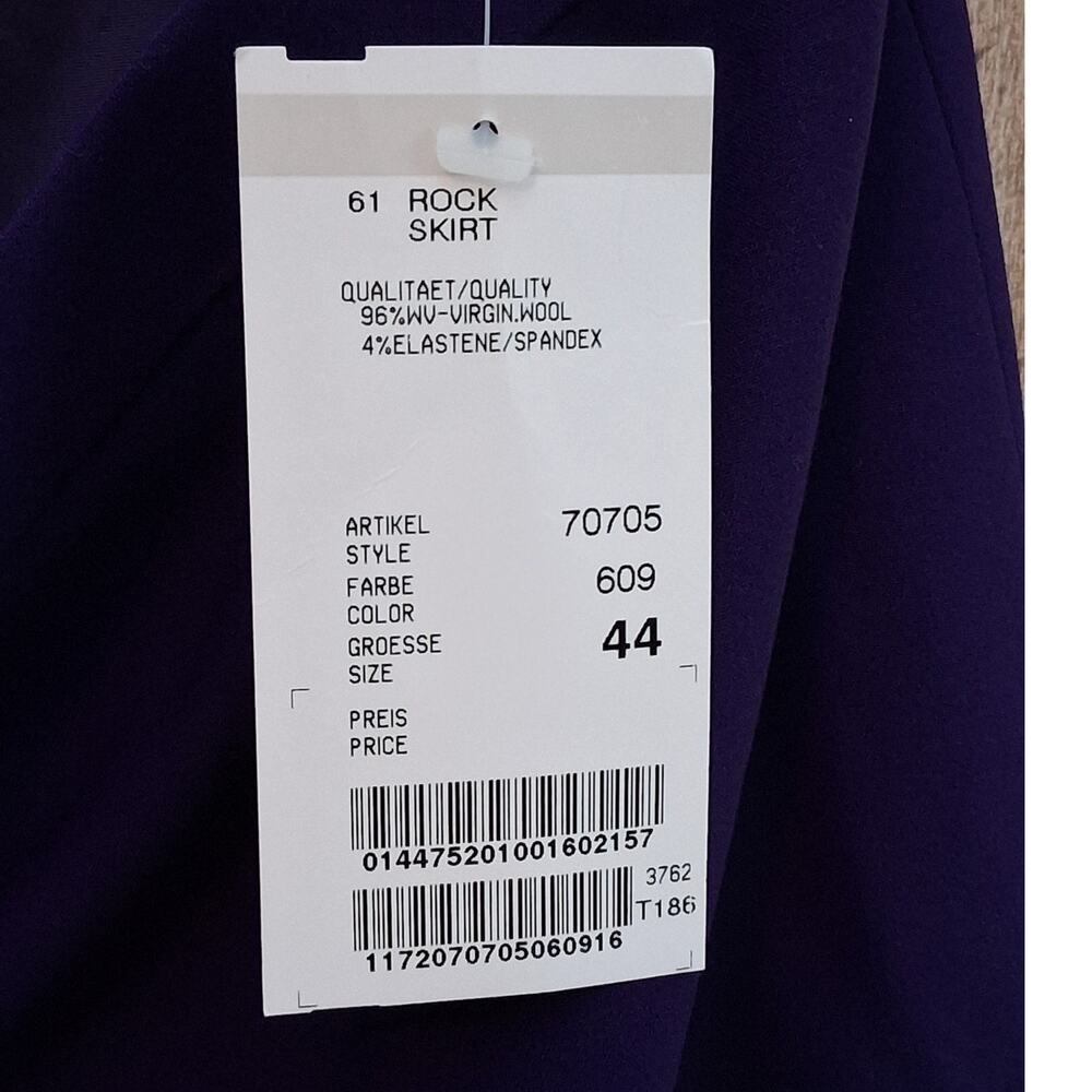 NWT Ladies Escada Rock Skirt Royal Purple Wool Pencil Skirt Size 44 / US Size 14 - Picture 4 of 5